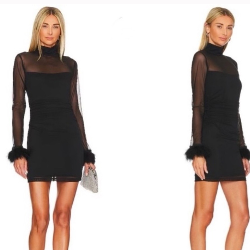 Amanda Uprichard Black Ruffled Sheath Mini Dress